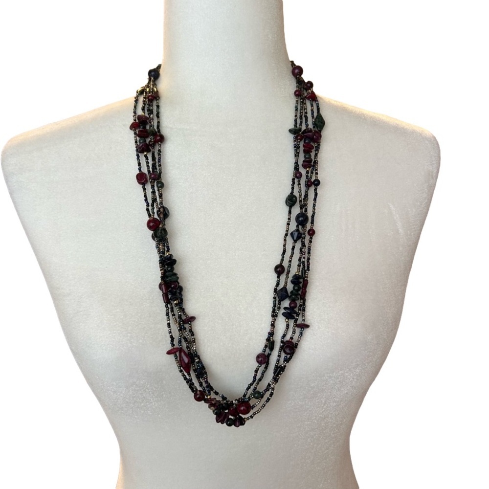 Multi Strand Necklace Seed Beads and Various Shaped Beads
